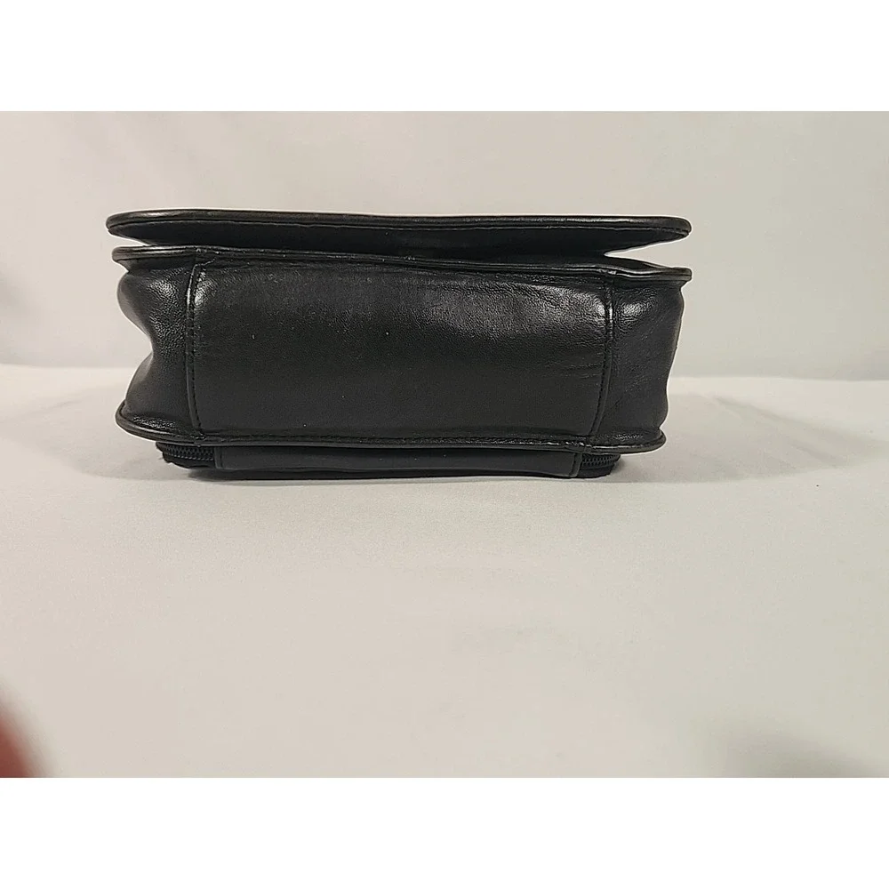 Fossil Black Leather Crossbody Bag Messenger Multi Pocket Purse Travel Organizer
